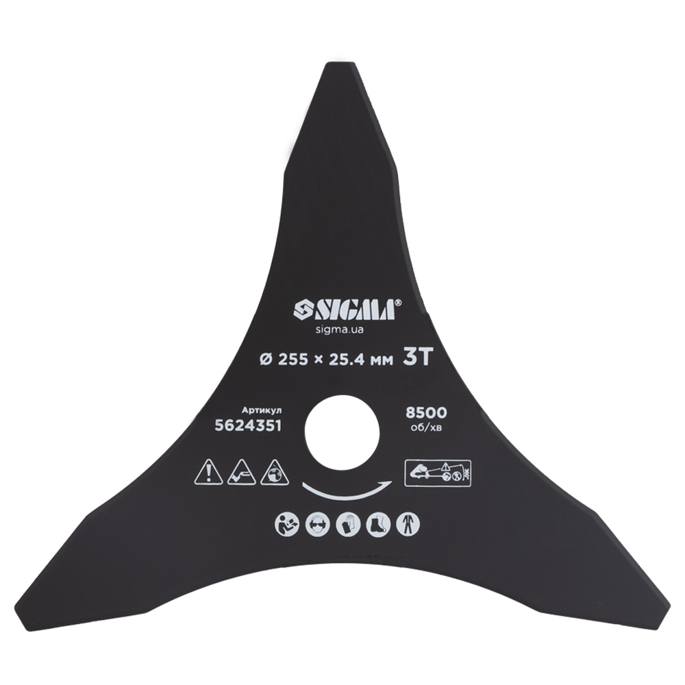 Ніж Sigma для тримера Ø255 x 25.4 мм 3Т загострений Ніж Sigma для тримера Ø255 x 25.4 мм 3Т загострений
