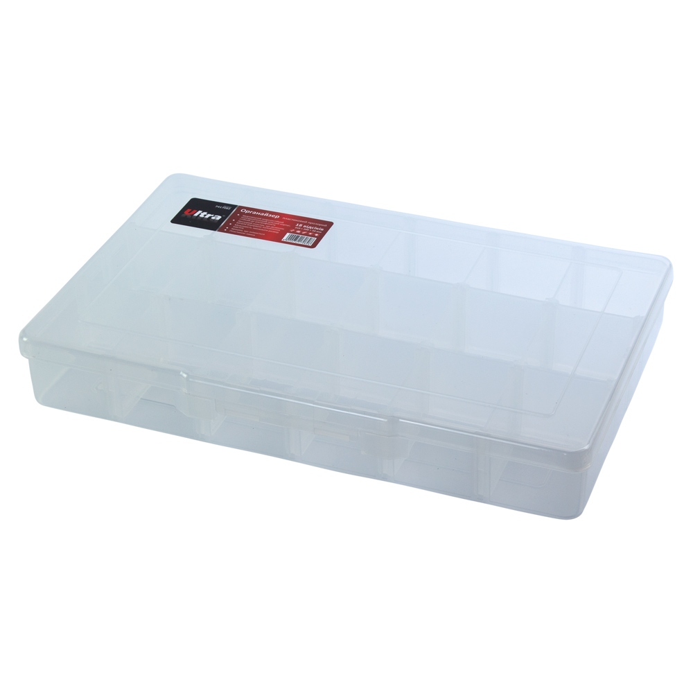 Органайзер Ultra пластиковий прозорий 18 відсіків 310 x 200 x 50 мм Органайзер Ultra пластиковий прозорий 18 відсіків 310 x 200 x 50 мм