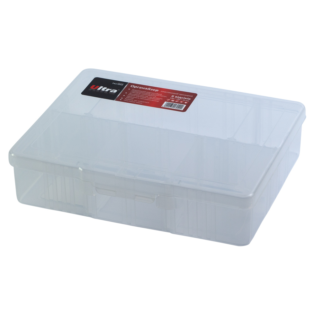 Органайзер Ultra пластиковий прозорий 6 відсіків 190 x 160 x 50 мм Органайзер Ultra пластиковий прозорий 6 відсіків 190 x 160 x 50 мм