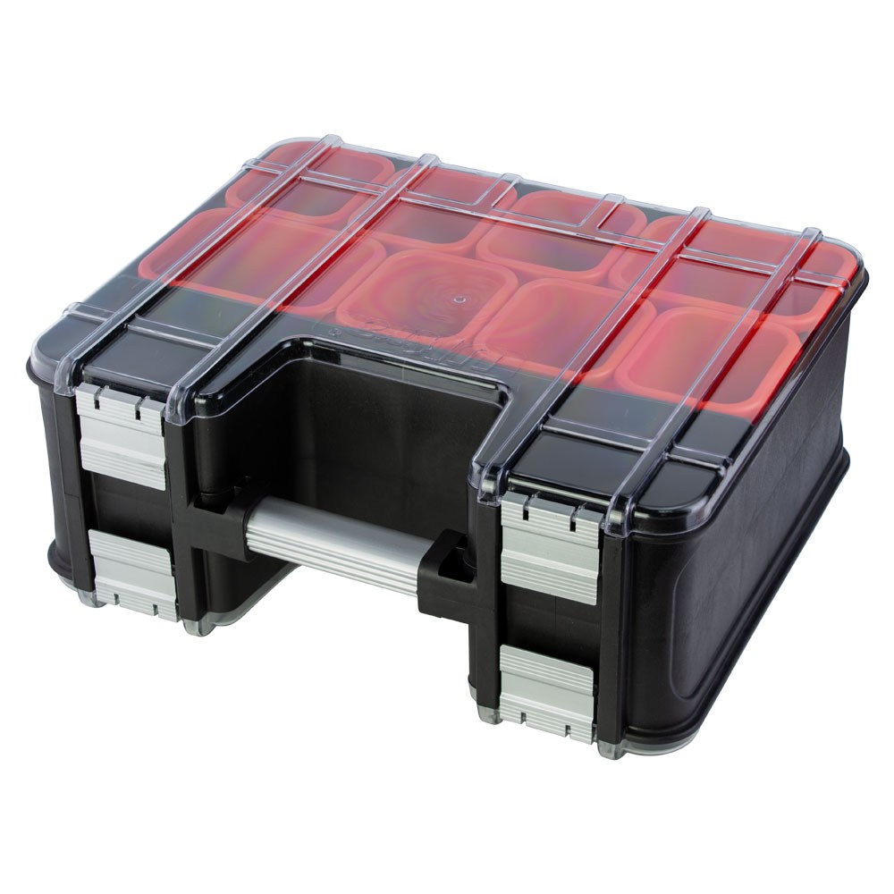 Органайзер Ultra Profi пластиковий металеві замки полікарбонат двосторонній 25 відсіків 8 лотків 390 x 325 x 163 мм Органайзер Ultra Profi пластиковий металеві замки полікарбонат двосторонній 25 відсіків 8 лотків 390 x 325 x 163 мм