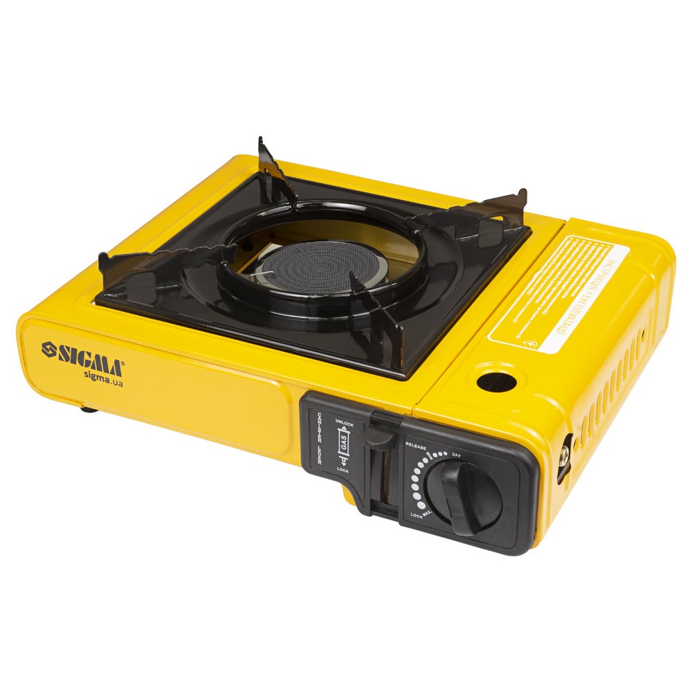 Плита газовая Sigma одноконфорочная с керамической инфракрасной горелкой, пьезоподжигом и адаптером (кейс)