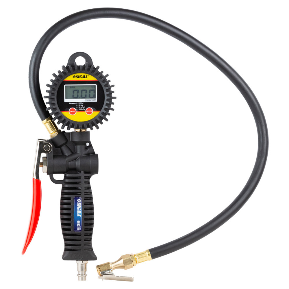 Пневмопистолет Sigma для подкачки с цифровым манометром 85-200 л/мин, 12 бар
