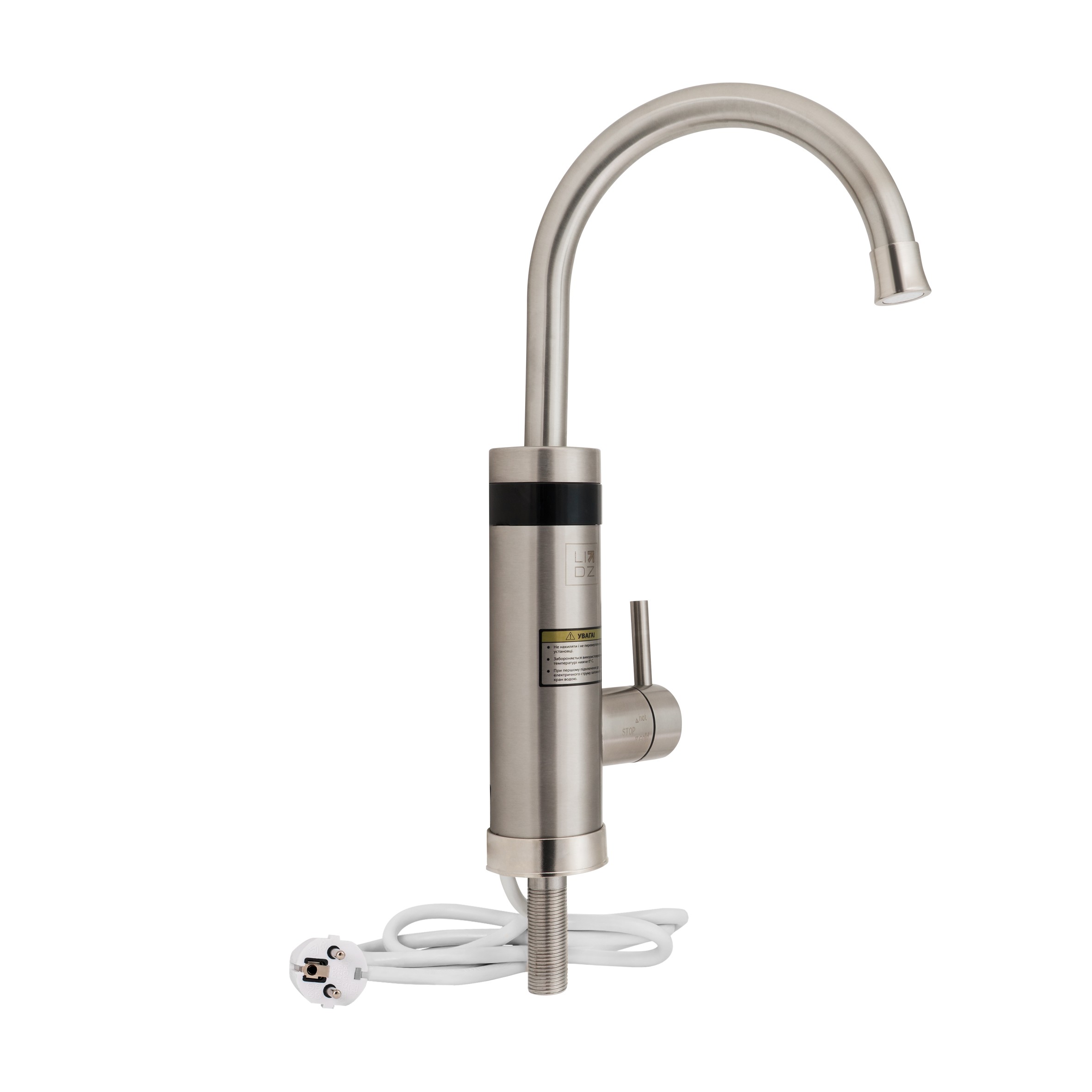 Проточный кран-водонагреватель кухонный для кухни Lidz Warm 060 Nickel (LDWAR060NKS35881)
