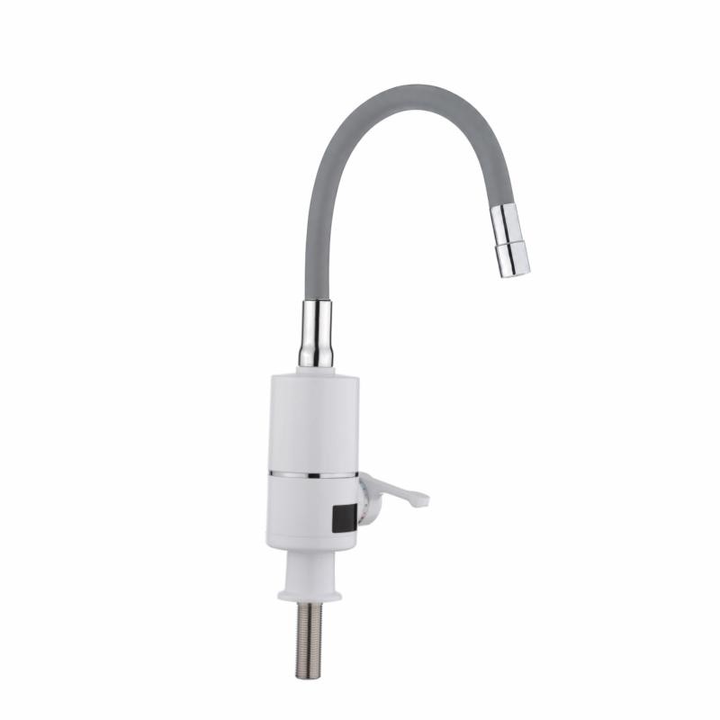 Проточный кран-водонагреватель с гибким изливом для кухни Lidz Warm 065 White/Grey (LDWAR065GRE49096)