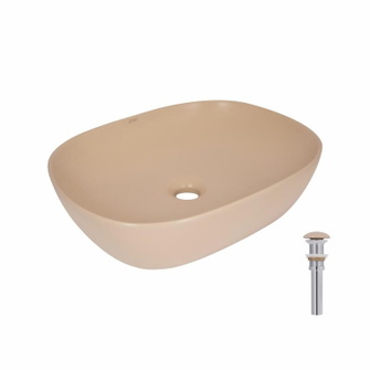 Раковина накладна Qtap Aquarius 470 x 380 x 120 мм, Beige, прямокутна, з донним клапаном (QTAQA188SB49781)