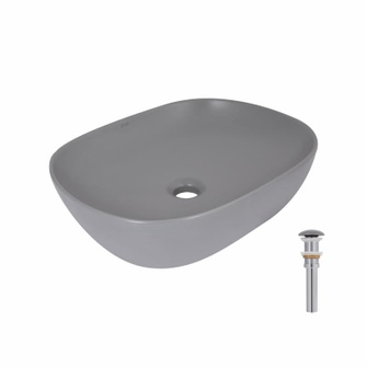Раковина накладна Qtap Aquarius 470 x 380 x 120 мм, Stone grey, прямокутна, з донним клапаном (QTAQA188SG49780)