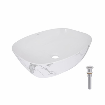 Раковина накладна Qtap Cardinal 500 x 380 x 140 мм, Marble, прямокутна, з донним клапаном (QTCAR188MR49826)