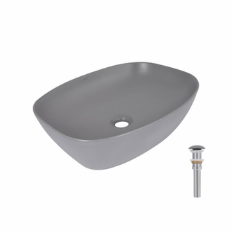 Раковина накладна Qtap Cardinal 500 x 380 x 140 мм, Stone grey, прямокутна, з донним клапаном (QTCAR188SG49824)