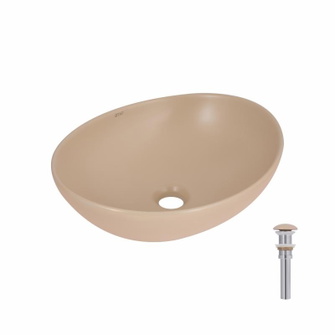 Раковина накладна Qtap Dove 415 x 340 x 140 мм, Beige, овальна, з донним клапаном (QTDOV188SB49784)