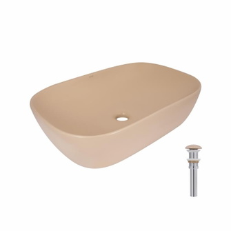 Раковина накладна Qtap Robin 600 x 390 x 150 мм, Beige, прямокутна, з донним клапаном (QTROB188SB49787)