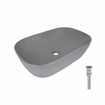 Раковина накладна Qtap Robin 600 x 390 x 150 мм, Stone grey, прямокутна, з донним клапаном (QTROB188SG49786)
