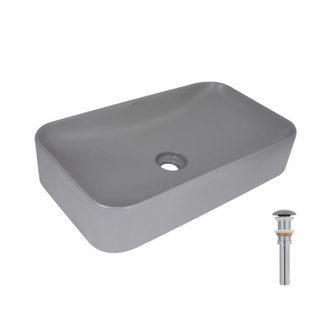 Раковина накладна Qtap Tern 610 x 350 x 135 мм, Stone grey, прямокутна, з донним клапаном (QTTER188SG49789)