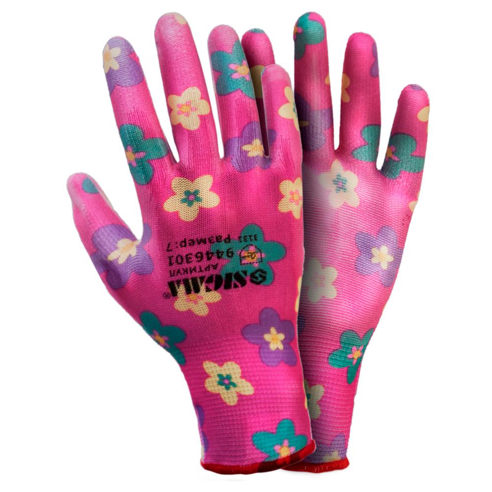 Рукавички Sigma з ПУ покриттям р7 (червоні, манжет)