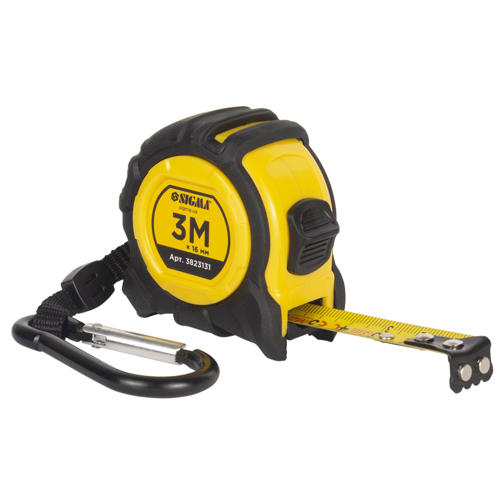 Рулетка Sigma Advanced магнітна обгумована нейлонове покриття 3 м х 16 мм
