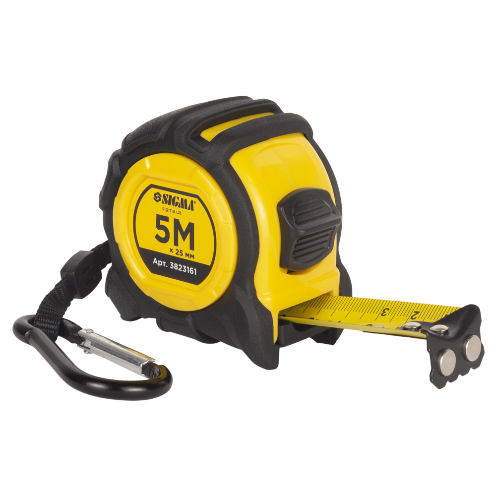 Рулетка Sigma Advanced магнітна обгумована нейлонове покриття 5 м х 25 мм