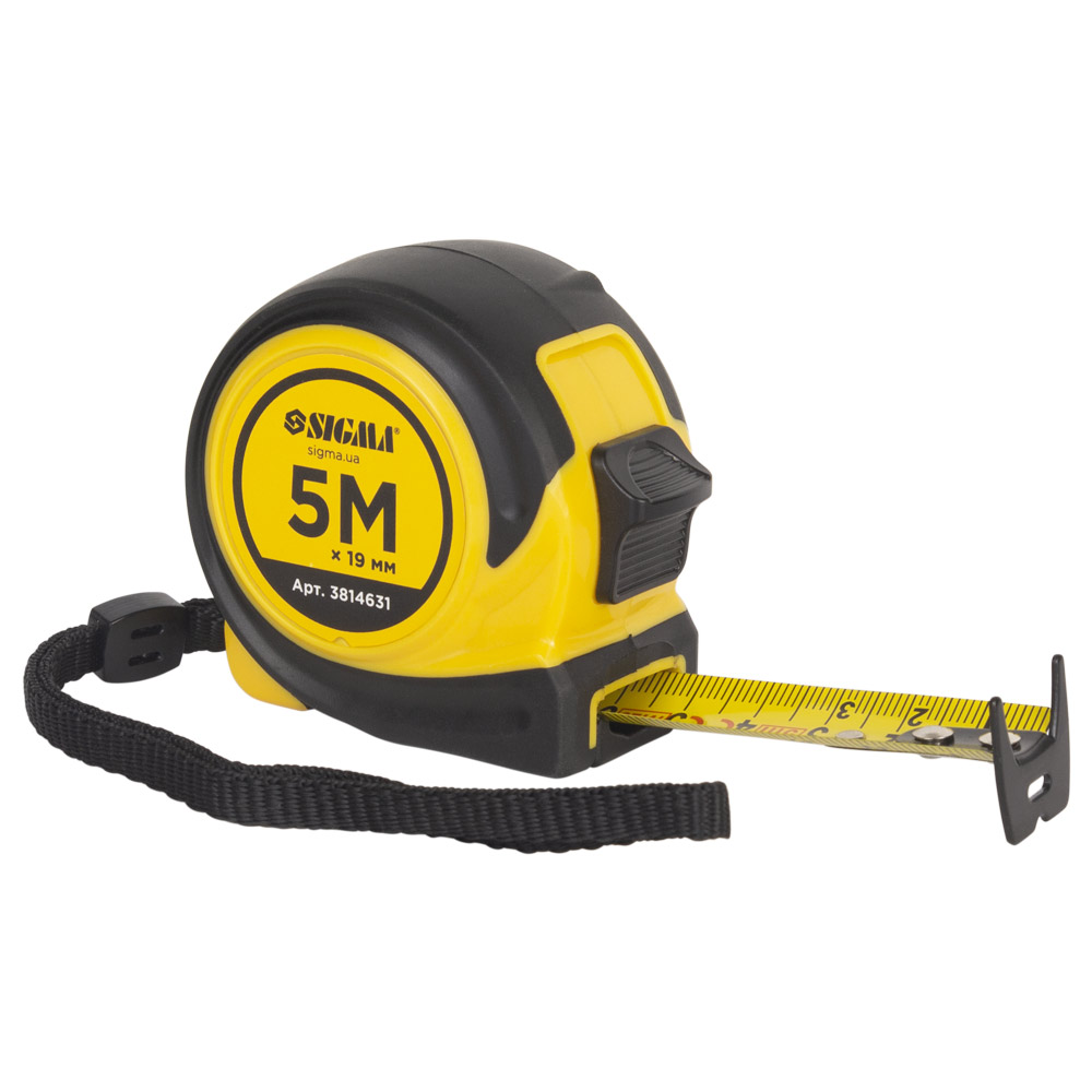 Рулетка Sigma Compact обгумована двостороннє полотно/зачіп 5 м х 19 мм