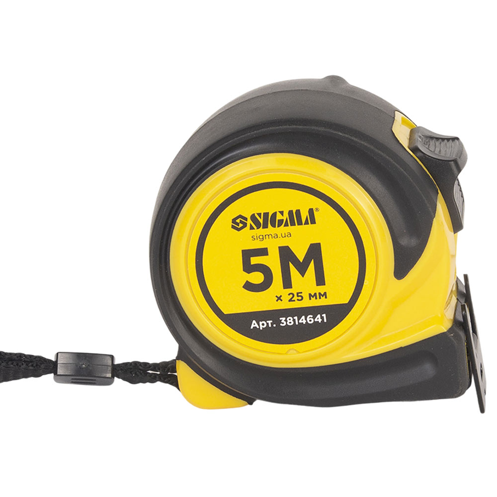 Рулетка Sigma Compact обгумована двостороннє полотно/зачіп 5 м х 25 мм