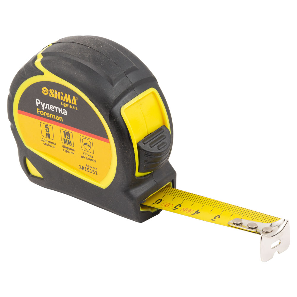 Рулетка Sigma Foreman 5 м х 19 мм без ремінця