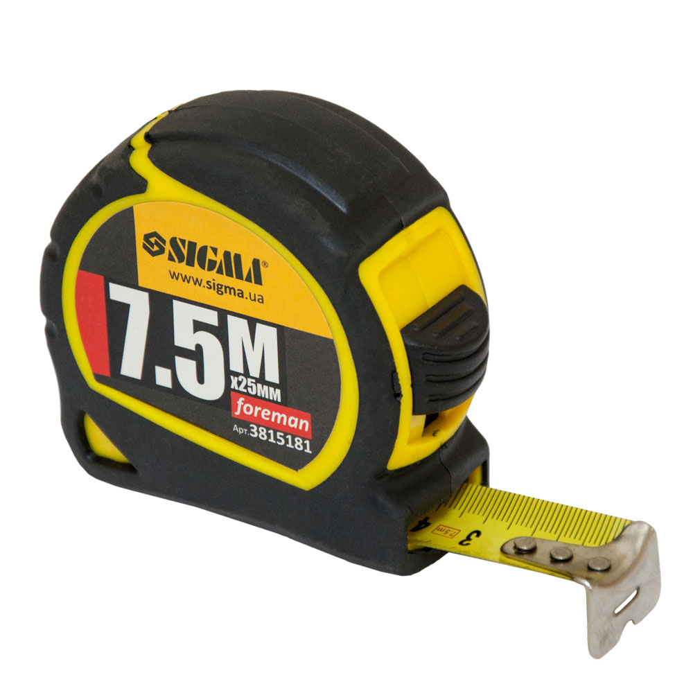 Рулетка Sigma Foreman 7.5 м × 25 мм без ремінця
