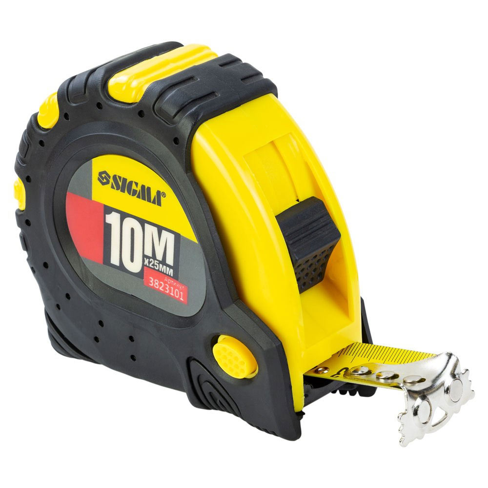Рулетка Sigma магнітна фіксатор + гальмо 10 м × 25 мм