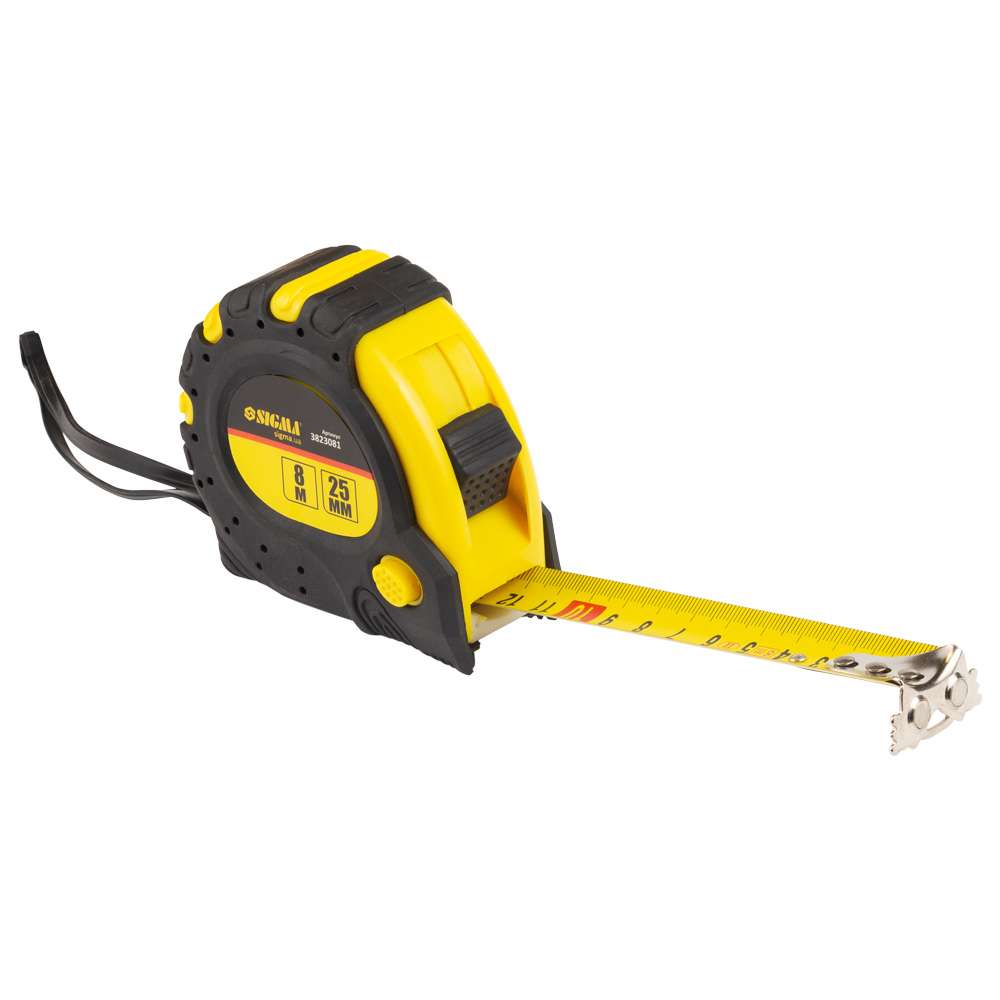 Рулетка Sigma магнітна фіксатор + гальмо 8 м × 25 мм