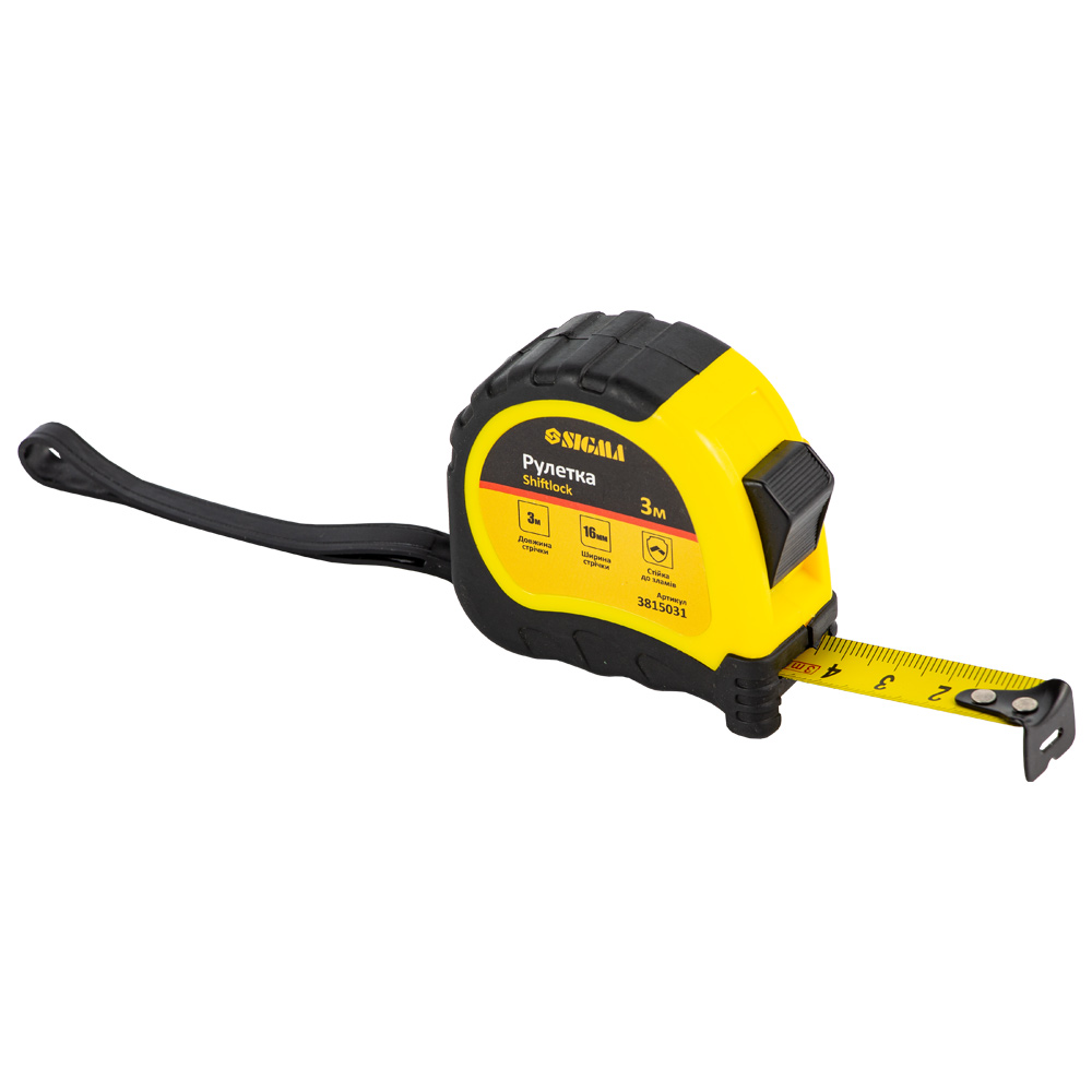 Рулетка Sigma Shiftlock 3 м х 16 мм Рулетка Sigma Shiftlock 3 м х 16 мм
