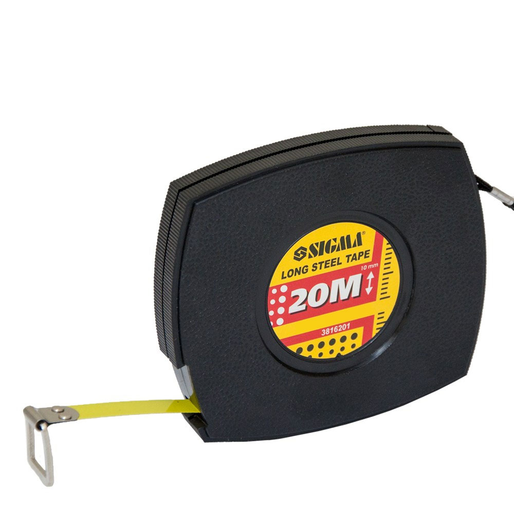 Рулетка Sigma сталева стрічка 20 м х 10 мм (чорна)
