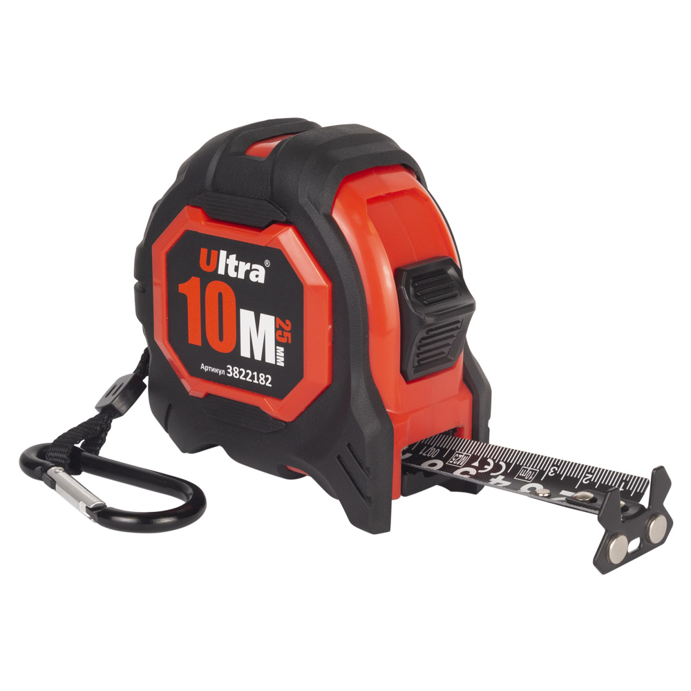 Рулетка Ultra Extra магнітна обгумована нейлонове покриття двостороннє полотно/зачіп 10 м х 25 мм