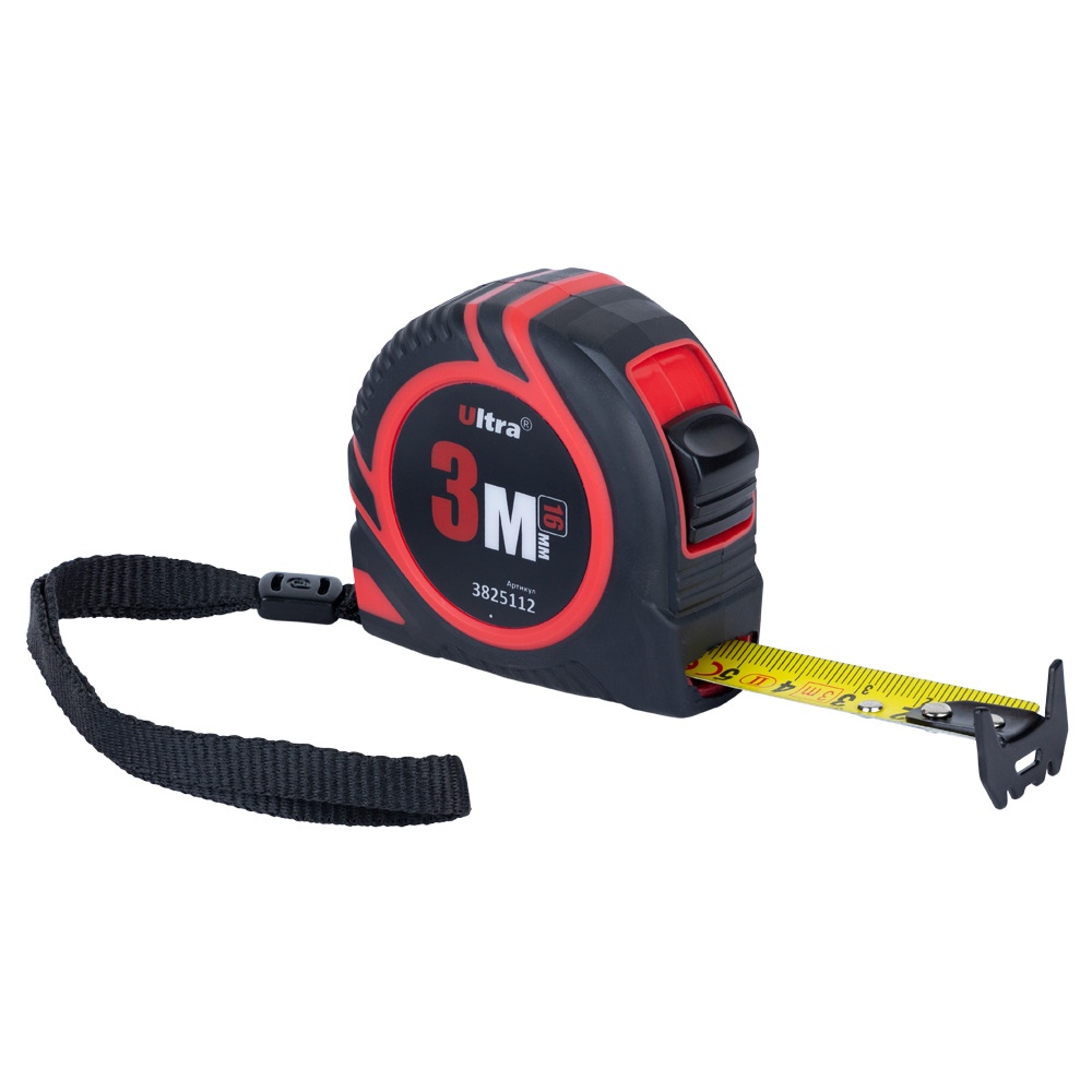 Рулетка Ultra обгумована з нейлоновим покриттям полотна 3 м х 16 мм