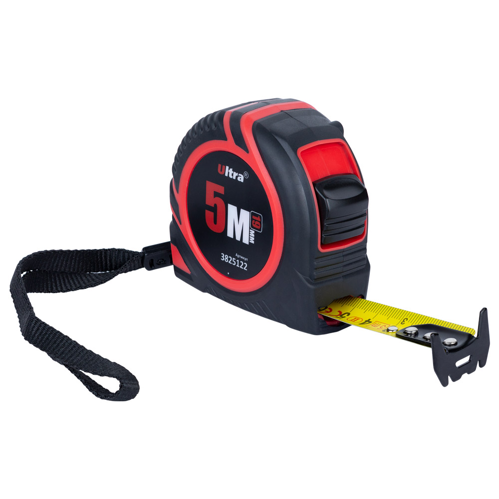 Рулетка Ultra обгумована з нейлоновим покриттям полотна 5 м х 19 мм