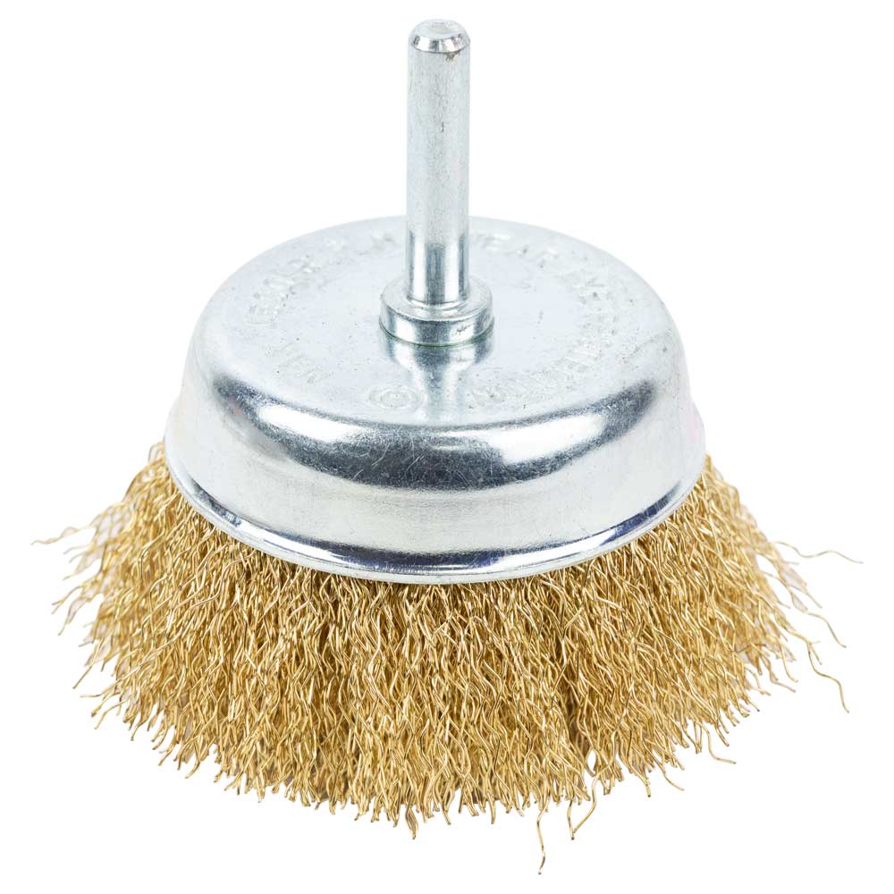 Щітка дротяна Grad чашоподібна Ø75 мм хвостовик Ø6 мм (латунована)