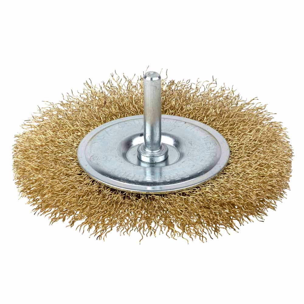 Щітка дротяна Grad дископодібна Ø100 мм хвостовик Ø6 мм (латунована)