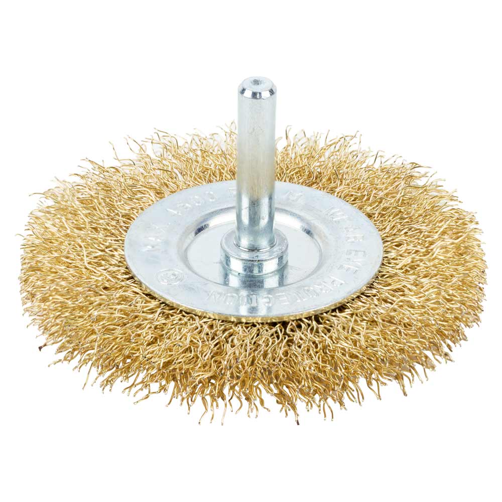 Щітка дротяна Grad дископодібна Ø75 мм хвостовик Ø6 мм (латунована)
