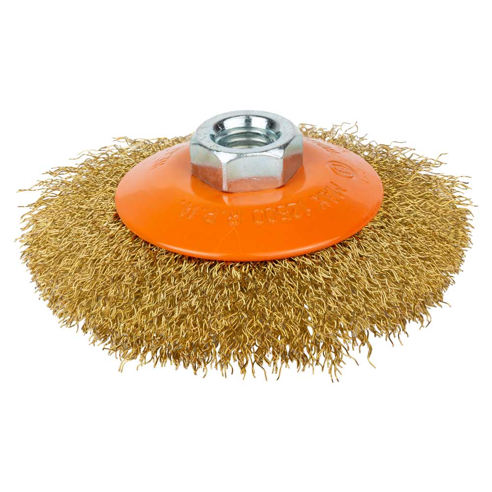 Щетка проволочная Grad конусообразная Ø100 мм М14 х 2 мм (латунированная)