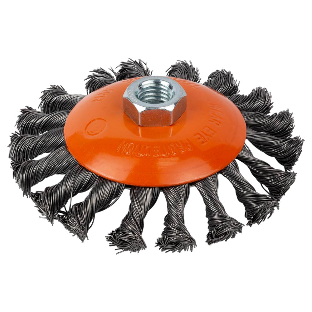 Щітка дротяна Grad конусоподібна Ø115 мм М14 х 2 мм (сталева кручена) Щітка дротяна Grad конусоподібна Ø115 мм М14 х 2 мм (сталева кручена)