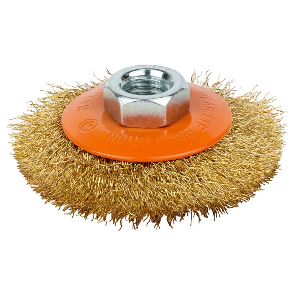 Щетка проволочная Grad конусообразная Ø75 мм М14 х 2 мм (латунированная)