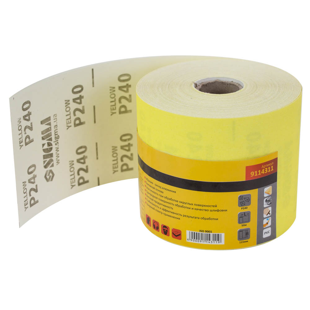 Шліфувальний папір Sigma рулон 115 мм х 1 м P240