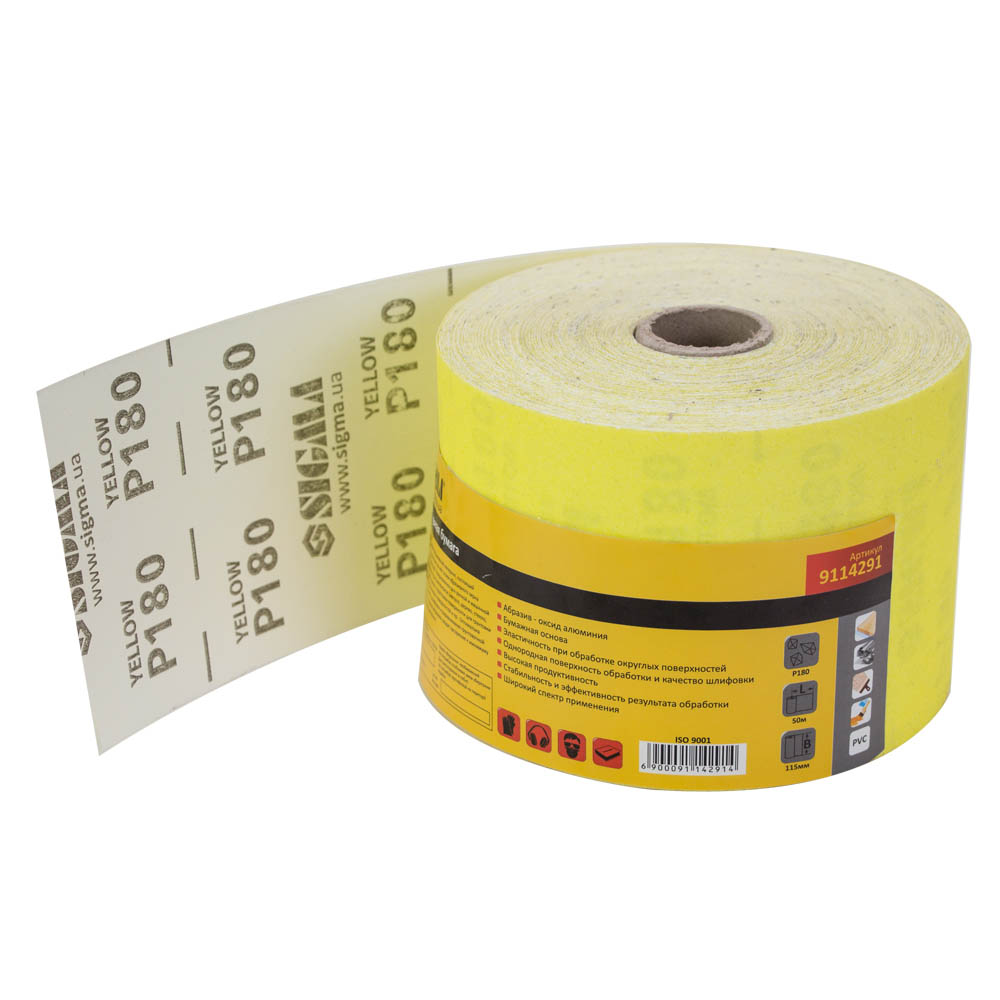 Шліфувальний папір Sigma рулон 115 мм x 50 м P180