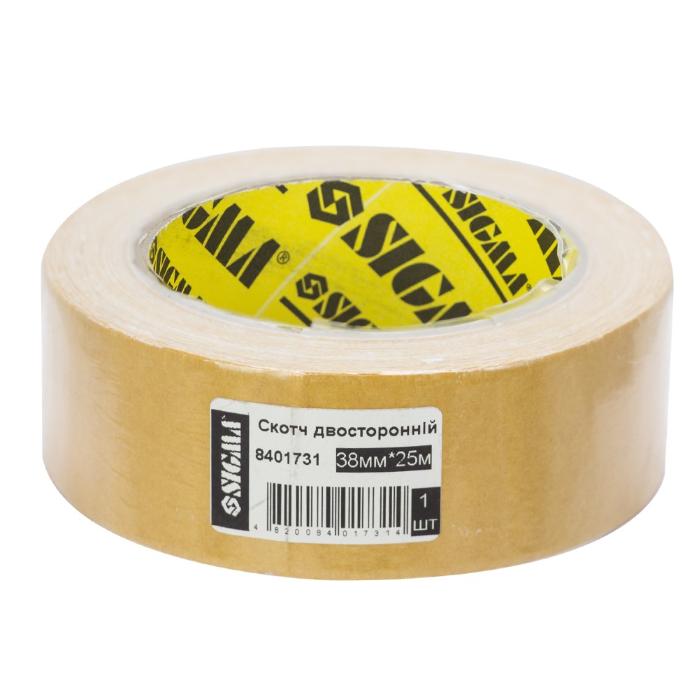 Скотч Sigma 2-х сторонній на поліпропіленовій основі 38 мм x 25 м