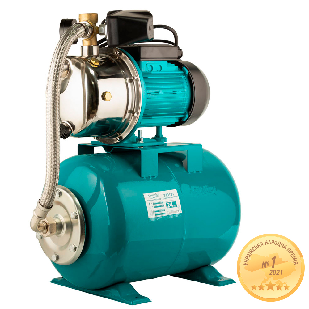 Станція Aguatica 0.75кВт Hmax 46 м Qmax 50л/хв (самовсмоктуючий насос нерж) 24 л Україна