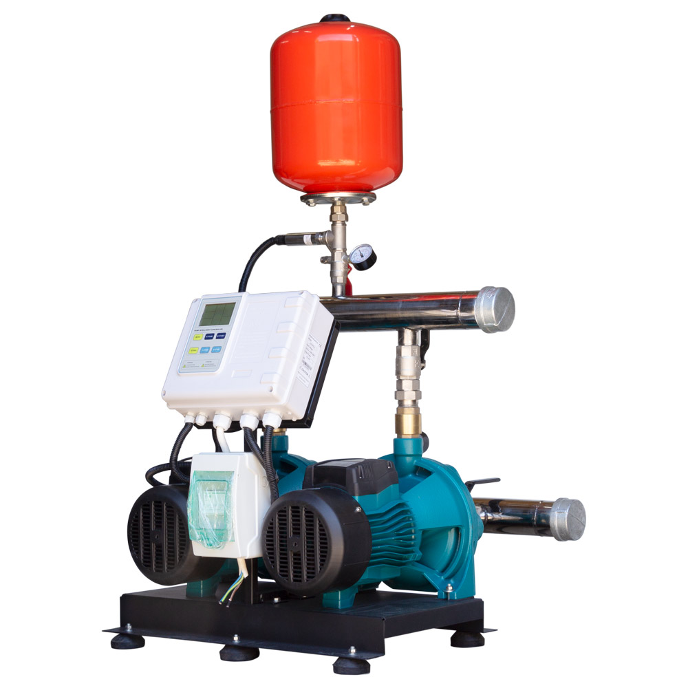 Станція Leo підвищення тиску 380В 2 x 3.0кВт Hmax 70 м Qmax 250 л/хв 19 л + каскадне управління 3.0