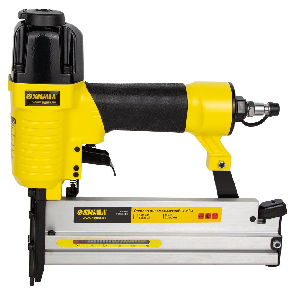 Степлер Sigma пневматичний комбінований (скоба 5.7 (16-40) 1.25 х 1; цвях (15-50) 1.25 х 1)