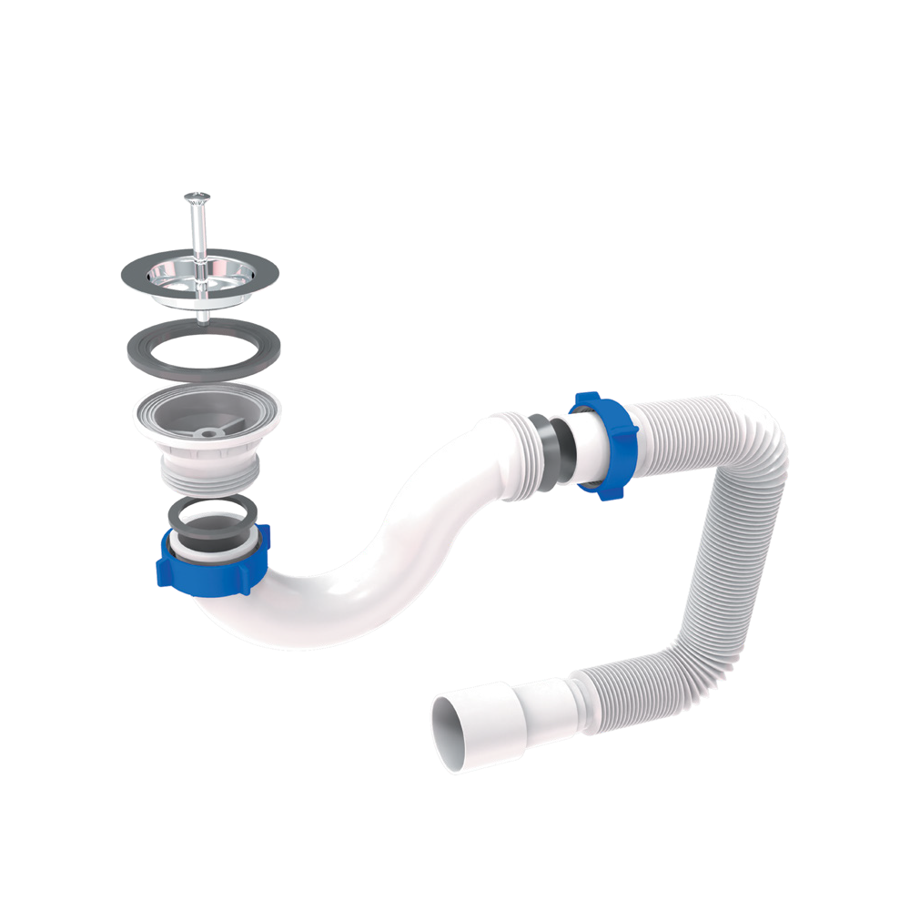 Сифон для душового піддону TAU прямоточний із гнучким відведенням Ø40/50 мм