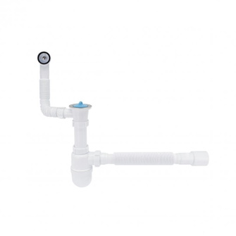 Сифон для кухонной мойки Lidz (WHI) 60 08 E004 00 с круглым переливом (выход 50 мм)