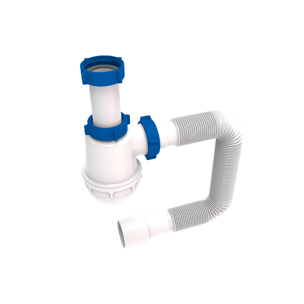 Сифон для кухонної мийки Tau без випуску з гнучким відведенням Ø40/50 мм Сифон для кухонної мийки Tau без випуску з гнучким відведенням Ø40/50 мм