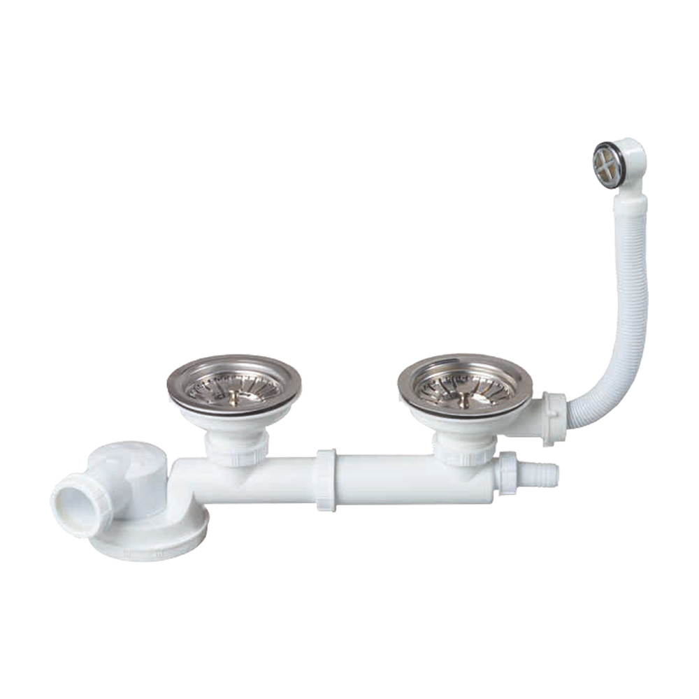 Сифон для подвійної кухонної мийки Wirquin Espace повний комплект 1½"ר40 мм