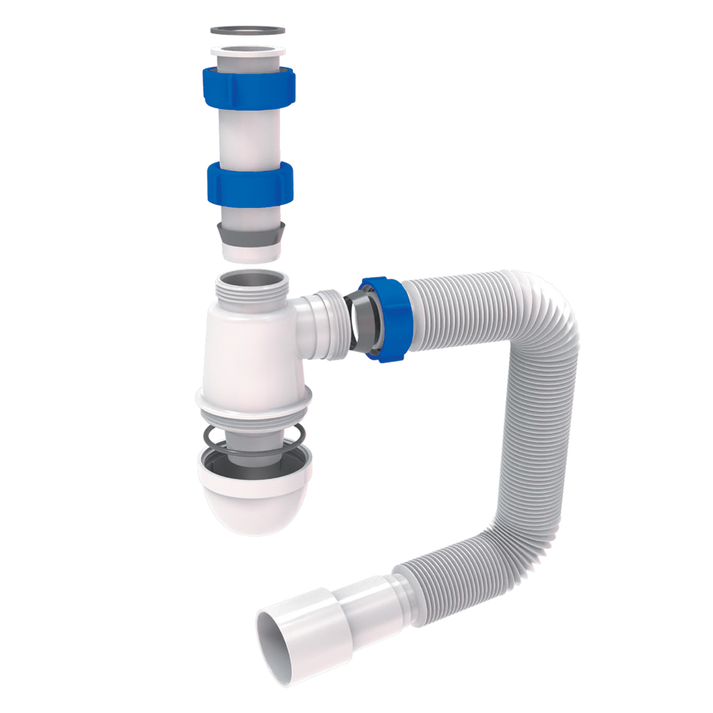 Сифон для раковини Tau без випуску з гнучким відведенням 1¼"×Ø32/50 мм