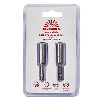 Держатель для бит магнитный Vitals 1/4" х 60 мм, 2 шт. Держатель для бит магнитный Vitals 1/4" х 60 мм, 2 шт.