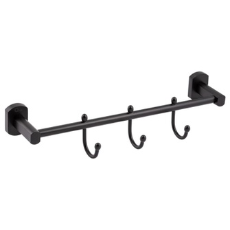 Тримач для рушника Qtap Liberty 3 гачка 365 мм Black (QTLIBBLM1154-3)
