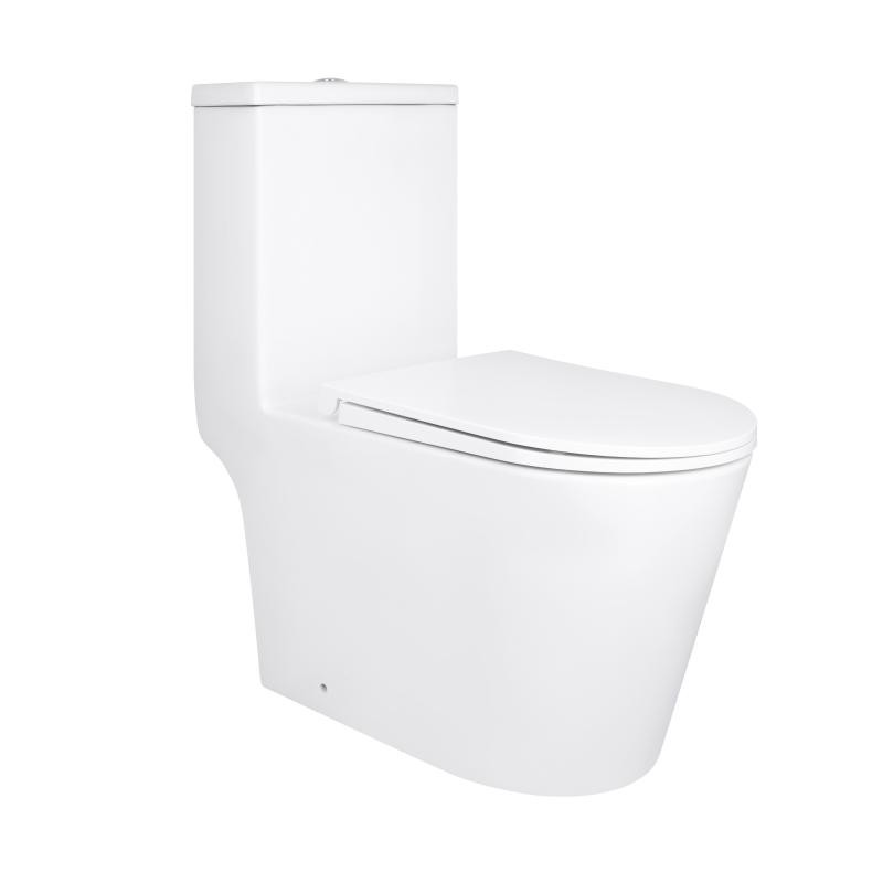 Унітаз-моноблок підлоговий Qtap Kolibri Ultra Quiet безобідковий з сидінням Soft-close WHITE (QT10226380W)